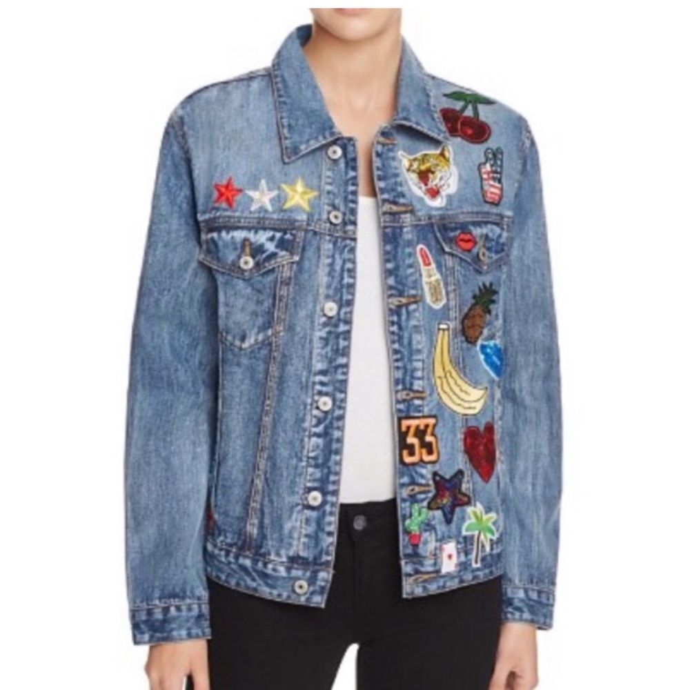 Sunset + Spring Patched Denim Jacket-Womens Size Small